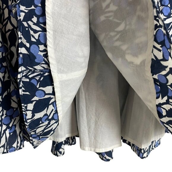 Tibi Cotton Blue Floral Side Zip Knot A-Line Skirt Size 4 - Picture 4 of 7